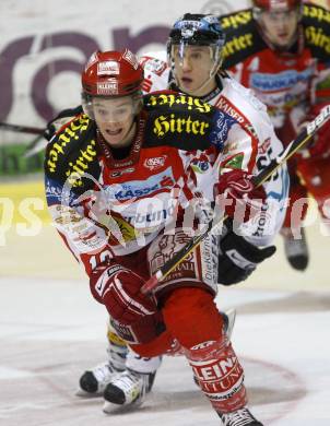 EBEL. Eishockey Bundesliga. KAC gegen EHC LIWEST Linz. Silvio Jakobitsch, (KAC),  Robert Lukas  (Linz). Klagenfurt, am 5.3.2009.
Foto: Kuess 

---
pressefotos, pressefotografie, kuess, qs, qspictures, sport, bild, bilder, bilddatenbank