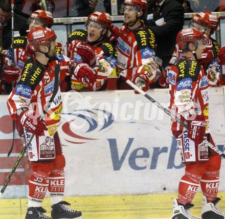 EBEL. Eishockey Bundesliga. KAC gegen EHC LIWEST Linz. Torjubel KAC. Klagenfurt, am 5.3.2009.
Foto: Kuess 

---
pressefotos, pressefotografie, kuess, qs, qspictures, sport, bild, bilder, bilddatenbank