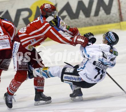 EBEL. Eishockey Bundesliga. KAC gegen EHC LIWEST Linz. Herbert Ratz,  (KAC), Daniel Oberkofler (Linz). Klagenfurt, am 5.3.2009.
Foto: Kuess 

---
pressefotos, pressefotografie, kuess, qs, qspictures, sport, bild, bilder, bilddatenbank