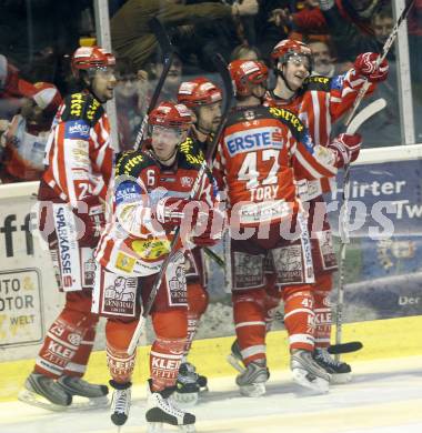 EBEL. Eishockey Bundesliga. KAC gegen EHC LIWEST Linz. Torjubel KAC. Klagenfurt, am 5.3.2009.
Foto: Kuess 

---
pressefotos, pressefotografie, kuess, qs, qspictures, sport, bild, bilder, bilddatenbank