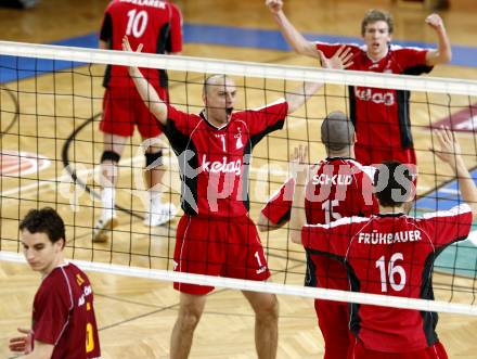 Volleyball. VBK Klagenfurt gegen TSV Hartberg. Jubel (VBK). Klagenfurt, 7.3.2009
Foto: Kuess

---
pressefotos, pressefotografie, kuess, qs, qspictures, sport, bild, bilder, bilddatenbank