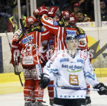 EBEL. Eishockey Bundesliga. KAC gegen EHC LIWEST Linz. Torjubel KAC. Klagenfurt, am 10.3.2009.
Foto: Kuess 

---
pressefotos, pressefotografie, kuess, qs, qspictures, sport, bild, bilder, bilddatenbank