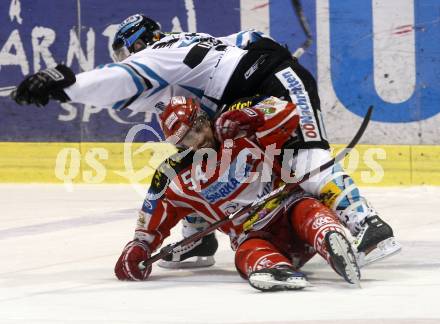 EBEL. Eishockey Bundesliga. KAC gegen EHC LIWEST Linz. Andrew Schneider, (KAC),   Robert Lukas (Linz). Klagenfurt, am 10.3.2009.
Foto: Kuess 

---
pressefotos, pressefotografie, kuess, qs, qspictures, sport, bild, bilder, bilddatenbank