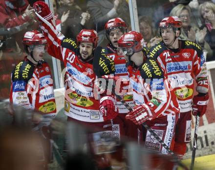 EBEL. Eishockey Bundesliga. KAC gegen EHC LIWEST Linz. Torjubel KAC. Klagenfurt, am 10.3.2009.
Foto: Kuess 

---
pressefotos, pressefotografie, kuess, qs, qspictures, sport, bild, bilder, bilddatenbank