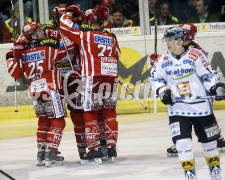 EBEL. Eishockey Bundesliga. KAC gegen EHC LIWEST Linz. Torjubel KAC. Klagenfurt, am 10.3.2009.
Foto: Kuess 

---
pressefotos, pressefotografie, kuess, qs, qspictures, sport, bild, bilder, bilddatenbank