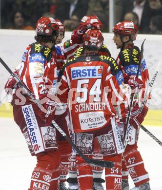 EBEL. Eishockey Bundesliga. KAC gegen EHC Liwest Linz. Torjubel (KAC). Klagenfurt, am 10.3.2009.
Foto: Kuess
---
pressefotos, pressefotografie, kuess, qs, qspictures, sport, bild, bilder, bilddatenbank