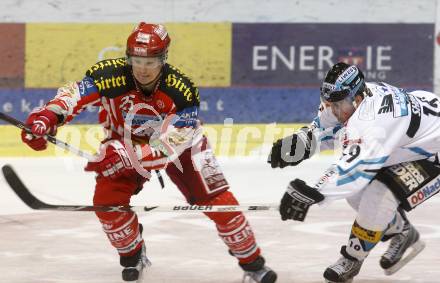 EBEL. Eishockey Bundesliga. KAC gegen EHC LIWEST Linz. Kirk Furey, (KAC),  Robert Shearer (Linz). Klagenfurt, am 10.3.2009.
Foto: Kuess 

---
pressefotos, pressefotografie, kuess, qs, qspictures, sport, bild, bilder, bilddatenbank