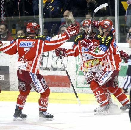 EBEL. Eishockey Bundesliga. KAC gegen EHC Liwest Linz. Torjubel (KAC). Klagenfurt, am 10.3.2009.
Foto: Kuess
---
pressefotos, pressefotografie, kuess, qs, qspictures, sport, bild, bilder, bilddatenbank