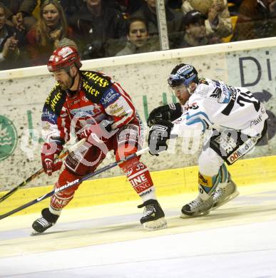 EBEL. Eishockey Bundesliga. KAC gegen EHC Liwest Linz. Jeff Shantz (KAC), Brad Purdie (Linz). Klagenfurt, am 10.3.2009.
Foto: Kuess
---
pressefotos, pressefotografie, kuess, qs, qspictures, sport, bild, bilder, bilddatenbank