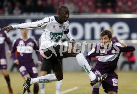 Fussball. Tipp3-Bundesliga. SK Austria Kelag Kaernten  gegen Austria Wien. Modou Jagne (Kaernten), Markus Suttner (Wien). Klagenfurt, 14.3..2009. 
Foto: Kuess

---
pressefotos, pressefotografie, kuess, qs, qspictures, sport, bild, bilder, bilddatenbank