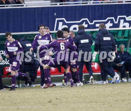 Fussball. Tipp3-Bundesliga. SK Austria Kelag Kaernten  gegen Austria Wien. Torjubel Wien. Klagenfurt, 14.3..2009. 
Foto: Kuess

---
pressefotos, pressefotografie, kuess, qs, qspictures, sport, bild, bilder, bilddatenbank