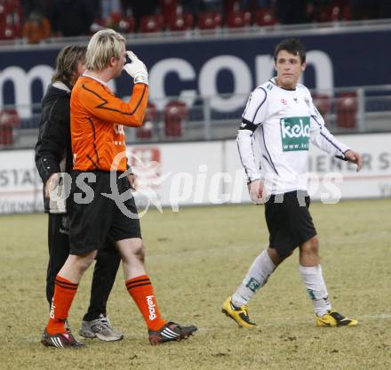 Fussball. Tipp3-Bundesliga. SK Austria Kelag Kaernten  gegen Austria Wien. Andreas Schranz, Zlatko Junuzovic (Austria Kaernten).  Klagenfurt, 14.3..2009. 
Foto: Kuess

---
pressefotos, pressefotografie, kuess, qs, qspictures, sport, bild, bilder, bilddatenbank