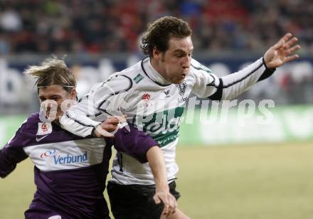 Fussball. Tipp3-Bundesliga. SK Austria Kelag Kaernten  gegen Austria Wien. Schumacher, (Austria Kaernten), Thomas Krammer (Wien). Klagenfurt, 14.3..2009. 
Foto: Kuess

---
pressefotos, pressefotografie, kuess, qs, qspictures, sport, bild, bilder, bilddatenbank