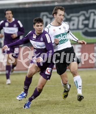 Fussball. Tipp3-Bundesliga. SK Austria Kelag Kaernten  gegen Austria Wien. Manuel Ortlechner, (Austria Kaernten), Aleksandar Dragovic (Wien). Klagenfurt, 14.3..2009. 
Foto: Kuess

---
pressefotos, pressefotografie, kuess, qs, qspictures, sport, bild, bilder, bilddatenbank