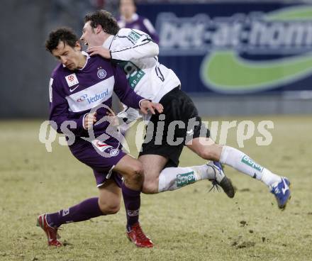 Fussball. Tipp3-Bundesliga. SK Austria Kelag Kaernten  gegen Austria Wien. Schumacher, (Austria Kaernten), Jacek Bak (Wien). Klagenfurt, 14.3..2009. 
Foto: Kuess

---
pressefotos, pressefotografie, kuess, qs, qspictures, sport, bild, bilder, bilddatenbank