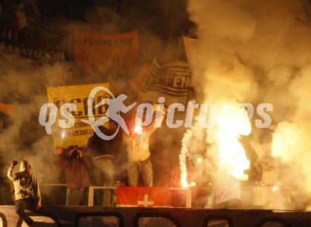 Fussball. Tipp3-Bundesliga. SK Austria Kelag Kaernten  gegen Austria Wien. Austria Wien Fans. Klagenfurt, 14.3..2009. 
Foto: Kuess

---
pressefotos, pressefotografie, kuess, qs, qspictures, sport, bild, bilder, bilddatenbank