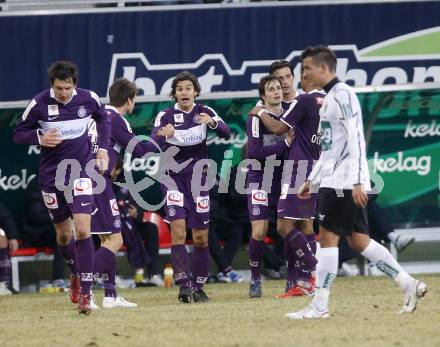 Fussball. Tipp3-Bundesliga. SK Austria Kelag Kaernten  gegen Austria Wien.Torjubel Wien. Klagenfurt, 14.3..2009. 
Foto: Kuess

---
pressefotos, pressefotografie, kuess, qs, qspictures, sport, bild, bilder, bilddatenbank