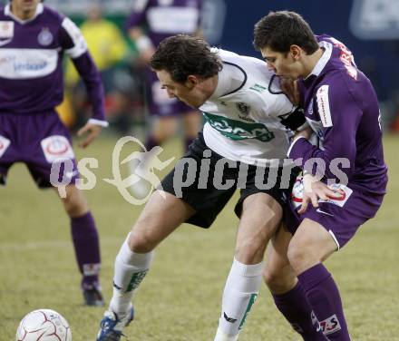 Fussball. Tipp3-Bundesliga. SK Austria Kelag Kaernten  gegen Austria Wien. Schumacher, (Austria Kaernten), Aleksandar Dragovic (Wien). Klagenfurt, 14.3..2009. 
Foto: Kuess

---
pressefotos, pressefotografie, kuess, qs, qspictures, sport, bild, bilder, bilddatenbank