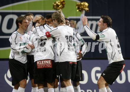 Fussball. Tipp3-Bundesliga. SK Austria Kelag Kaernten  gegen Austria Wien. Torjubel  (Austria Kaernten). Klagenfurt, 14.3..2009. 
Foto: Kuess

---
pressefotos, pressefotografie, kuess, qs, qspictures, sport, bild, bilder, bilddatenbank