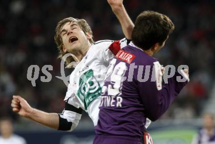 Fussball. Tipp3-Bundesliga. SK Austria Kelag Kaernten  gegen Austria Wien. Manuel Weber, (Austria Kaernten), Markus Suttner (Wien). Klagenfurt, 14.3..2009. 
Foto: Kuess

---
pressefotos, pressefotografie, kuess, qs, qspictures, sport, bild, bilder, bilddatenbank