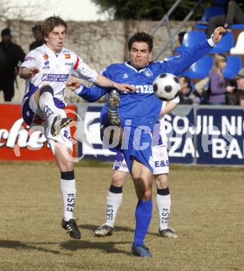 Fussball Regionalliga. SAK gegen FC Blau Weiss Linz. Grega Triplat (SAK), Venelin Petkov (Linz). Klagenfurt, am 14.3.2008.
Foto: Kuess
---
pressefotos, pressefotografie, kuess, qs, qspictures, sport, bild, bilder, bilddatenbank