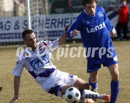 Fussball Regionalliga. SAK gegen FC Blau Weiss Linz. Goran Jolic (SAK), Kristijan Baric (Linz). Klagenfurt, am 14.3.2008.
Foto: Kuess
---
pressefotos, pressefotografie, kuess, qs, qspictures, sport, bild, bilder, bilddatenbank