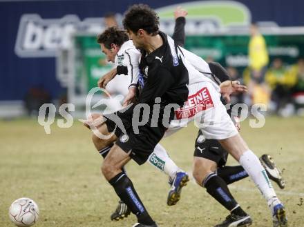 Fussball. Tipp3-Bundesliga. SK Austria Kelag Kaernten  gegen Sturm Graz. Schumacher, (Austria Kaernten), Peter Hlinka (Graz). Klagenfurt, 18.3..2009. 
Foto: Kuess

---
pressefotos, pressefotografie, kuess, qs, qspictures, sport, bild, bilder, bilddatenbank