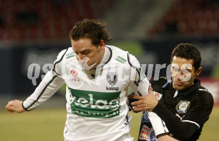 Fussball. Tipp3-Bundesliga. SK Austria Kelag Kaernten  gegen Sturm Graz. Schumacher, (Austria Kaernten), Shashiashvili George (Graz). Klagenfurt, 18.3..2009. 
Foto: Kuess

---
pressefotos, pressefotografie, kuess, qs, qspictures, sport, bild, bilder, bilddatenbank