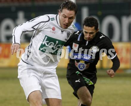 Fussball. Tipp3-Bundesliga. SK Austria Kelag Kaernten  gegen Sturm Graz. Schumacher, (Austria Kaernten), George Shashiashvili (Graz). Klagenfurt, 18.3..2009. 
Foto: Kuess

---
pressefotos, pressefotografie, kuess, qs, qspictures, sport, bild, bilder, bilddatenbank