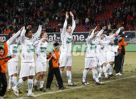 Fussball. Tipp3-Bundesliga. SK Austria Kelag Kaernten  gegen Sturm Graz. Jubel Austria Kaernten. Klagenfurt, 18.3..2009. 
Foto: Kuess

---
pressefotos, pressefotografie, kuess, qs, qspictures, sport, bild, bilder, bilddatenbank