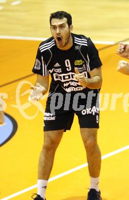 Volleyball BUndesliga. SK Aich/Dob gegen Aon Hotvolleys Wien. Jubel Fernando Morales  (Hotvolleys). Prevalje, am 17.3.2009.
Foto: Kuess
---
pressefotos, pressefotografie, kuess, qs, qspictures, sport, bild, bilder, bilddatenbank