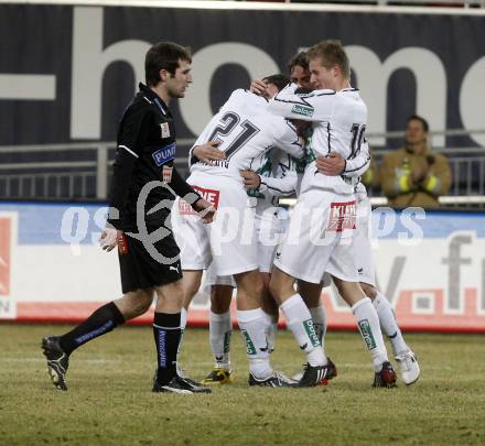 Fussball. Tipp3-Bundesliga. SK Austria Kelag Kaernten  gegen Sturm Graz. Torjubel Austria Kaernten. Klagenfurt, 18.3..2009. 
Foto: Kuess

---
pressefotos, pressefotografie, kuess, qs, qspictures, sport, bild, bilder, bilddatenbank