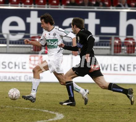 Fussball. Tipp3-Bundesliga. SK Austria Kelag Kaernten  gegen Sturm Graz. Wolfgang Bubenik, (Austria Kaernten), Ilia Kandelaki (Graz). Klagenfurt, 18.3..2009. 
Foto: Kuess

---
pressefotos, pressefotografie, kuess, qs, qspictures, sport, bild, bilder, bilddatenbank