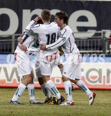 Fussball. Tipp3-Bundesliga. SK Austria Kelag Kaernten  gegen Sturm Graz. Torjubel Austria Kaernten. Klagenfurt, 18.3..2009. 
Foto: Kuess

---
pressefotos, pressefotografie, kuess, qs, qspictures, sport, bild, bilder, bilddatenbank