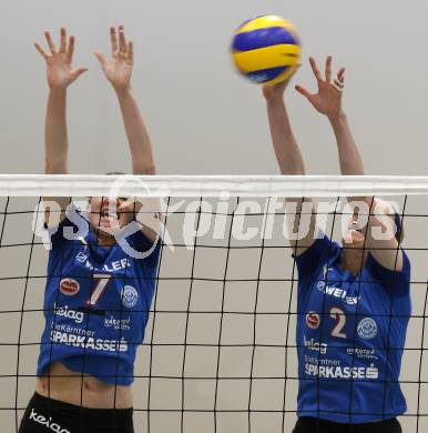 Volleyball Bundesliga. ATSC Wildcats gegen VC Dornbirn. EVANS Lauren, FLETCHER Kim (Wildcats). Klagenfurt, 19.3.2009
Foto: Kuess

---
pressefotos, pressefotografie, kuess, qs, qspictures, sport, bild, bilder, bilddatenbank