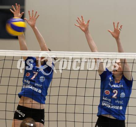 Volleyball Bundesliga. ATSC Wildcats gegen VC Dornbirn. EVANS Lauren, FLETCHER Kim (Wildcats). Klagenfurt, 19.3.2009
Foto: Kuess

---
pressefotos, pressefotografie, kuess, qs, qspictures, sport, bild, bilder, bilddatenbank