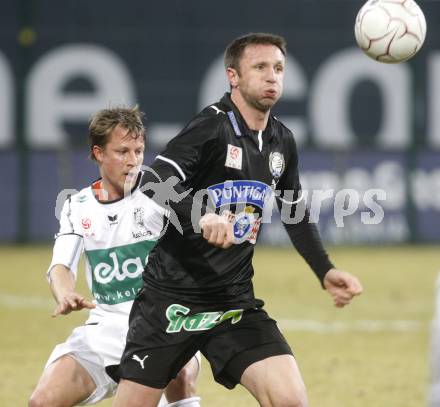 Fussball. Tipp3-Bundesliga. SK Austria Kelag Kaernten  gegen Sturm Graz. Thomas Riedl (Austria Kaernten),  Samir Muratovic (Graz). Klagenfurt, 18.3..2009. 
Foto: Kuess

---
pressefotos, pressefotografie, kuess, qs, qspictures, sport, bild, bilder, bilddatenbank