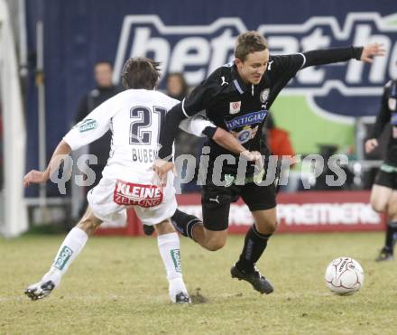 Fussball. Tipp3-Bundesliga. SK Austria Kelag Kaernten  gegen Sturm Graz. Wolfgang Bubenik (Austria Kaernten),  Daniel Beichler (Graz). Klagenfurt, 18.3..2009. 
Foto: Kuess

---
pressefotos, pressefotografie, kuess, qs, qspictures, sport, bild, bilder, bilddatenbank