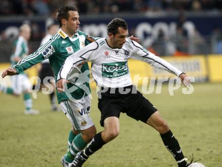 Fussball. Tipp3-Bundesliga. SK Austria Kelag Kaernten gegen SK Rapid. Christian Prawda, (Kaernten), Andreas Dober (Rapid). Klagenfurt, 21.3..2009. 
Foto: Kuess

---
pressefotos, pressefotografie, kuess, qs, qspictures, sport, bild, bilder, bilddatenbank