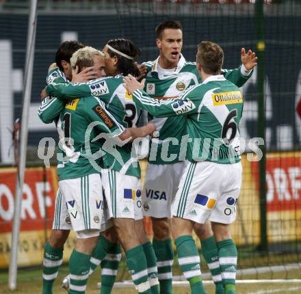 Fussball. Tipp3-Bundesliga. SK Austria Kelag Kaernten gegen SK Rapid. Torjubel Rapid. Klagenfurt, 21.3..2009. 
Foto: Kuess

---
pressefotos, pressefotografie, kuess, qs, qspictures, sport, bild, bilder, bilddatenbank