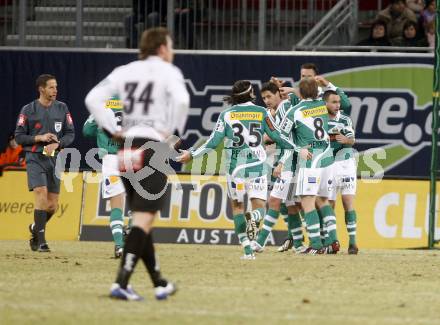 Fussball. Tipp3-Bundesliga. SK Austria Kelag Kaernten gegen SK Rapid. Torjubel Rapid. Klagenfurt, 21.3..2009. 
Foto: Kuess

---
pressefotos, pressefotografie, kuess, qs, qspictures, sport, bild, bilder, bilddatenbank