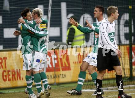 Fussball. Tipp3-Bundesliga. SK Austria Kelag Kaernten gegen SK Rapid. Torjubel Rapid. Klagenfurt, 21.3..2009. 
Foto: Kuess

---
pressefotos, pressefotografie, kuess, qs, qspictures, sport, bild, bilder, bilddatenbank