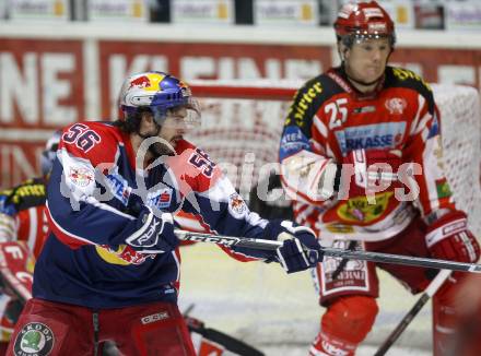 EBEL. Eishockey Bundesliga. KAC gegen EC Salzburg.  Kirk Furey, (KAC),  Ryan Thomas McDonough (Salzburg). Klagenfurt, am 22.3.2009.
Foto: Kuess 

---
pressefotos, pressefotografie, kuess, qs, qspictures, sport, bild, bilder, bilddatenbank