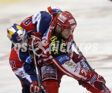 EBEL. Eishockey Bundesliga. KAC gegen EC Salzburg.  Mike Craig,  (KAC), Fabian Ecker (Salzburg). Klagenfurt, am 22.3.2009.
Foto: Kuess 

---
pressefotos, pressefotografie, kuess, qs, qspictures, sport, bild, bilder, bilddatenbank