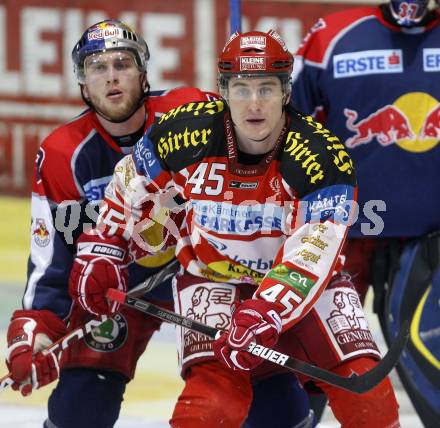 EBEL. Eishockey Bundesliga. KAC gegen EC Salzburg. David Schuller,  (KAC), Walter Lee Sweatt (Salzburg). Klagenfurt, am 22.3.2009.
Foto: Kuess 

---
pressefotos, pressefotografie, kuess, qs, qspictures, sport, bild, bilder, bilddatenbank