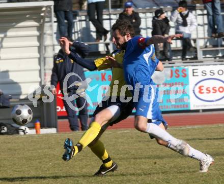 Fussball. Kaerntner Liga. VSV gegen St. Michael/L.. Prettenthaler Rene (VSV), Pusnik Borut (St. Michael). Villach, 21.3..2009. 
Foto: Kuess
---
pressefotos, pressefotografie, kuess, qs, qspictures, sport, bild, bilder, bilddatenbank