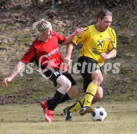 Fussball. Unterliga West. Magdalener SC gegen SV Union Stall. Maric Mario (Magdalen), Steiner Markus (Stall). Magdalen, 22.3.2009. 
Foto: Kuess

---
pressefotos, pressefotografie, kuess, qs, qspictures, sport, bild, bilder, bilddatenbank