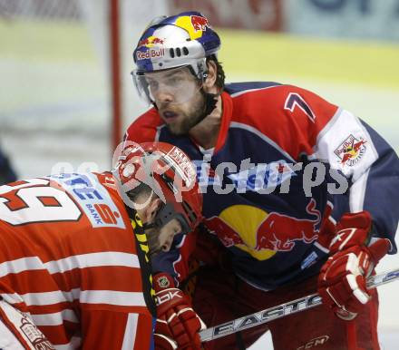 EBEL. Eishockey Bundesliga. KAC gegen EC Salzburg. Jeff Shantz,  (KAC), Adrian Foster (Salzburg). Klagenfurt, am 22.3.2009.
Foto: Kuess 

---
pressefotos, pressefotografie, kuess, qs, qspictures, sport, bild, bilder, bilddatenbank