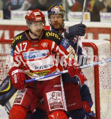 EBEL. Eishockey Bundesliga. KAC gegen EC Salzburg.  Gregor Hager, (KAC), Jeremy Rebek (Salzburg). Klagenfurt, am 22.3.2009.
Foto: Kuess 

---
pressefotos, pressefotografie, kuess, qs, qspictures, sport, bild, bilder, bilddatenbank