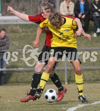 Fussball. Unterliga West. Magdalener SC gegen SV Union Stall. Prettenthaler Manuel  (Magdalen), Wenger Andreas (Stall). Magdalen, 22.3.2009. 
Foto: Kuess

---
pressefotos, pressefotografie, kuess, qs, qspictures, sport, bild, bilder, bilddatenbank